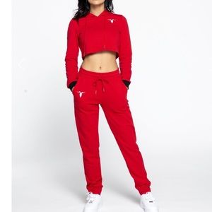 Red Ignite Cropped Hoodie & Jogger Set NWT